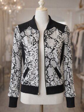 Aqua Black & White Snakeskin Bomber Jacket – Made in America